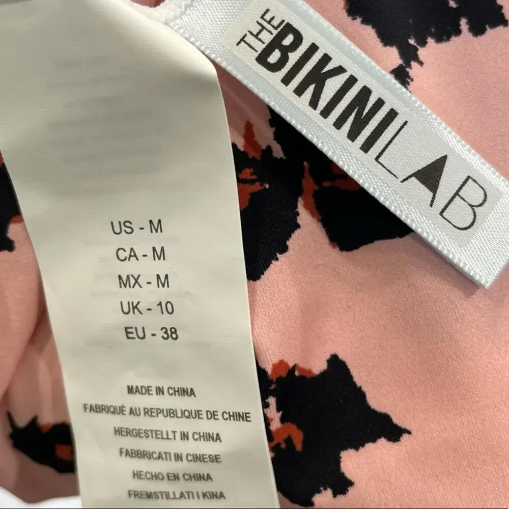THE BIKINI LAB Women's Black/Pink Feline Fine Reversible Bikini Swim Bottom sz M